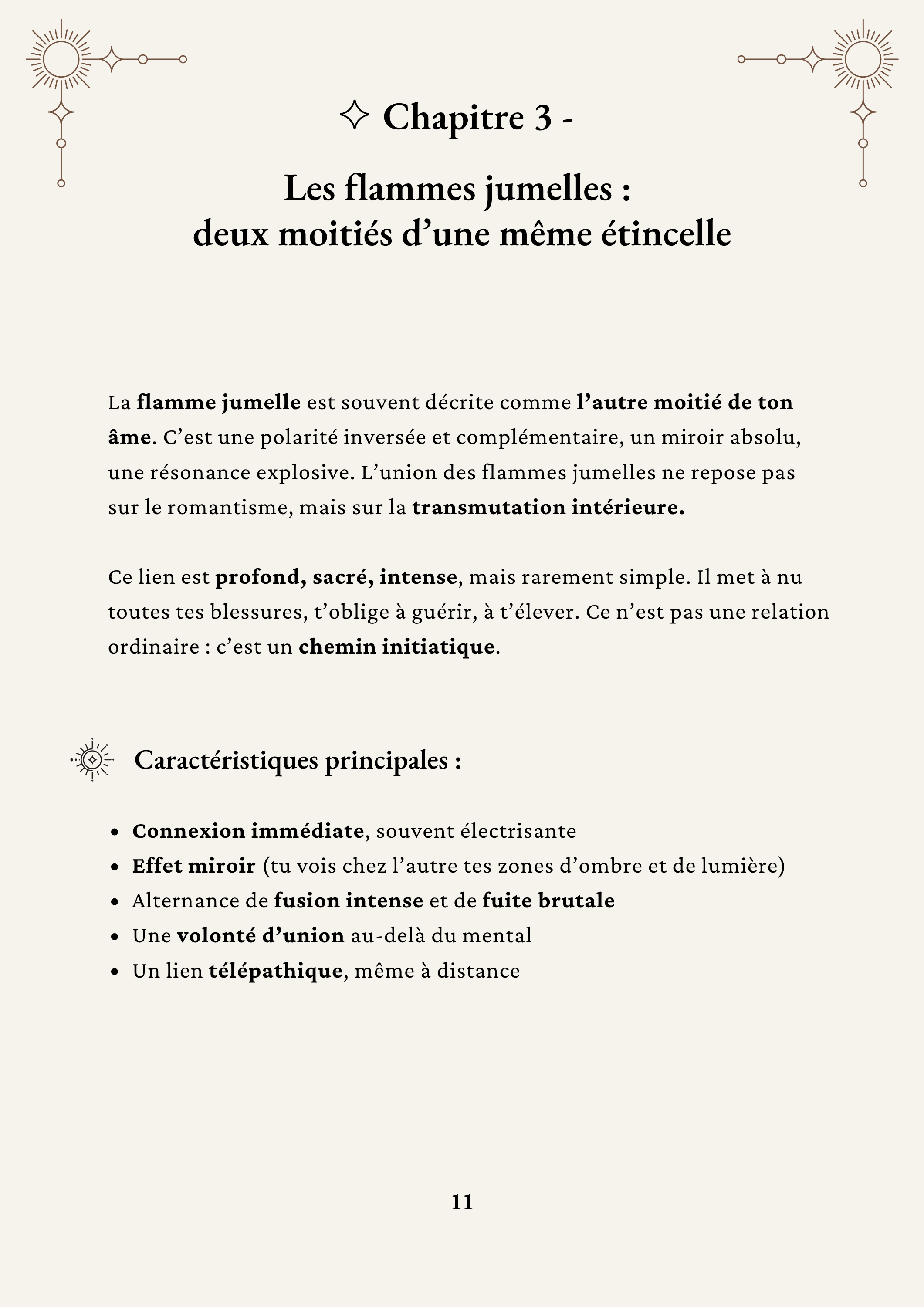 Chapitre 3 de l'ebook Connexions d'Âmes : Les flammes jumelles, deux moitiés d'une même étincelle – caractéristiques du lien (effet miroir, connexion télépathique, fusion intense) 
