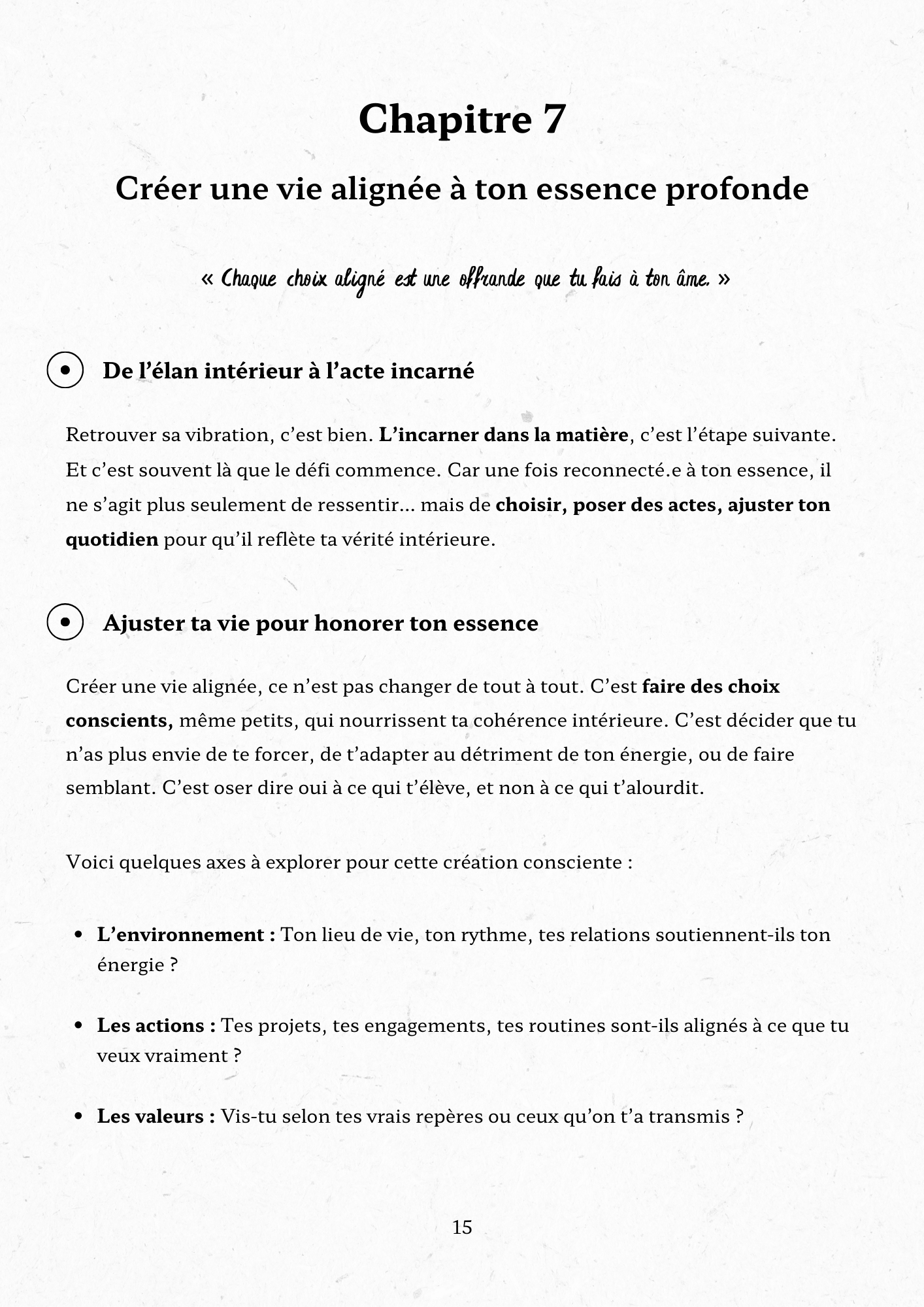 Extrait Chapitre 7 : Créer une vie alignée à son essence profonde – conseils pour incarner ses valeurs et faire des choix conscients, ebook Esolab