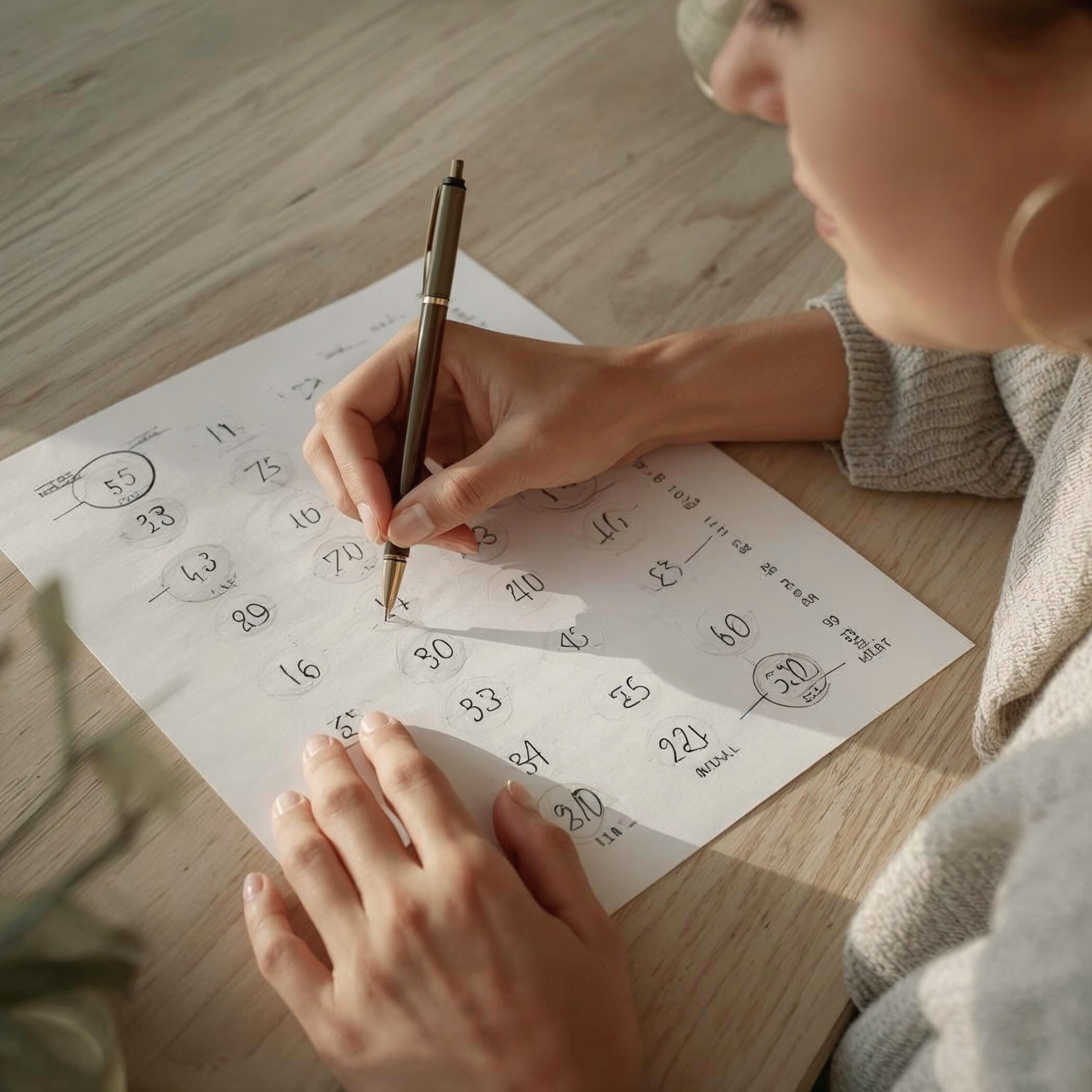 Praticienne calculant un thème numérologique pour une consultation chemin de vie à distance